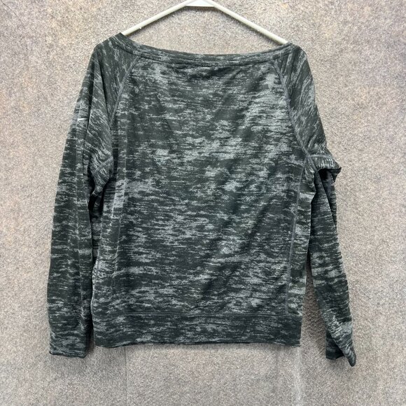 Nike Top Women Medium Black Gray Dri-FIT Long Sleeve Space Dye Athletic Pullover - Picture 2 of 9
